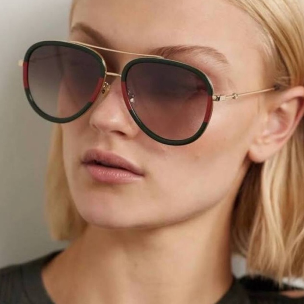 NEW GUCCI WOMEN GREEN SUNGLASSES - Picture 2 of 7